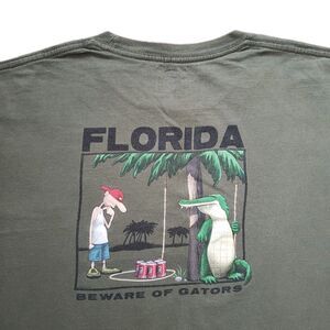 The Duck Company Florida Beware Of Gators Size XL Mens Green Double Side T-Shirt